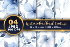 Blue Watercolor floral Digital Paper, floral digital paper Product Image 1