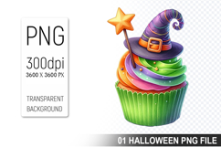 Halloween Witch Cupcake, Halloween Clipart PNG File Product Image 1