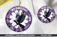 Cute Crow Stained Glass Ornament PNG, Sublimation PNG Design Product Image 1