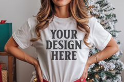 Christmas Bella Canvas 3001 White Shirt Mockup ,Trandy mocku Product Image 1