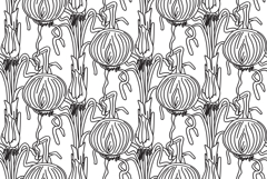 Line art seamless pattern with onions plants vector bg Product Image 1