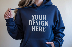 Navy Gildan 18500 Hoodie Mockup, G18000 Hoodie Model mockup Product Image 1