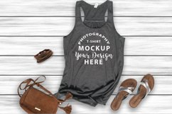 Bella Canvas 8800 racerback tank top mock-up DARK GREY HEATH Product Image 1