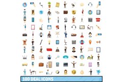 100 deal icons set, cartoon style Product Image 1