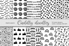 Digital Papers black and white. Scandinavian Doodles pattern Product Image 1