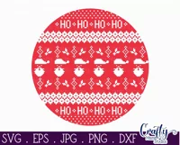 Santa Claus Single Color Ugly Christmas Sweater Round Svg Product Image 2