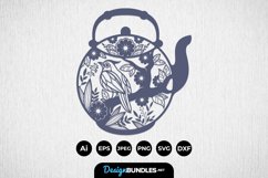 Floral Teapot Papercut SVG Product Image 1