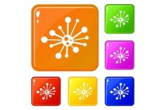 Round bacteria icons set vector color Product Image 1