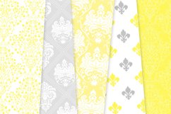 28 Yellow and Gray Damask Patterns - Seamless Digital Papers Bundle Product Image 5