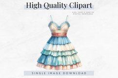 Vintage Fashion Clipart, Watercolor Dress Clipart Product Image 1