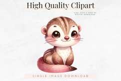 Cute Weasel Clipart, Watercolor Weasel Illustration Product Image 1