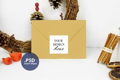 Envelope Sticker Mockup PSD, Envelope Full Wrap Mockup Xmas Product Image 4