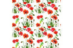 Seamless flowers pattern with poppies and leaves. Product Image 1