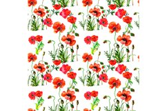 Seamless flowers pattern with poppies and leaves. Product Image 1