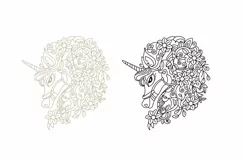 Floral Unicorn Illustration Paper Cut SVG Product Image 2