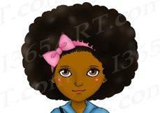 Little Black Girls Clipart Denim and Pink Skirts PNG Product Image 4