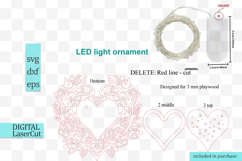 Led light Heart ornament svg Laser cut Template Product Image 2