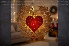 Led light Heart ornament svg Laser cut Template Product Image 3