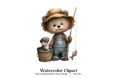 Fisher Bear &amp; Otter Watercolor Clipart Product Image 1