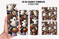 Ghost Skinny Tumbler 20oz Wrap Design, Halloween Tumbler PNG Product Image 1