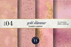 Pink Gold Shimmer Digital Paper, Glitter Texture Product Image 1