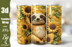 3D Inflated Sloth Tumbler Wrap, 20 oz Puff Cute Sloth Product Image 1
