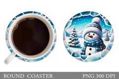 Cute Snowman Coaster Sublimation. Christmas Coaster Design Product Image 1