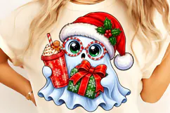 Cute Ghost Christmas PNG, Funny Christmas PNG, Christmas PNG Product Image 1