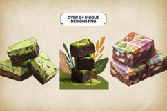 Matcha Brownies Clipart Bundle 4 PNG Product Image 3