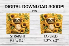 3D Inflated Sloth Tumbler Wrap, 20 oz Puff Cute Sloth Product Image 2