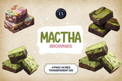 Matcha Brownies Clipart Bundle 4 PNG Product Image 1
