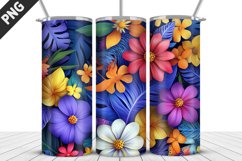 3D Flowers Tumbler Wrap | Sublimation Design | Tumble PNG Product Image 4
