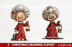 Christmas Grandma Clipart | Cute Holiday Granny PNG Illustra Product Image 1