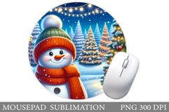 Cute Snowman Mouse Pad. Winter Mouse Pad Design Product Image 1