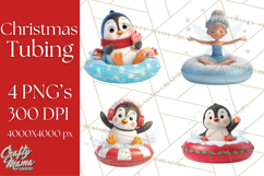 Christmas Characters Snow Tubing PNG Product Image 1