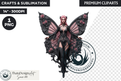 Pastel Goth Fairy Clipart, Black Pink PNG fantasy clipart Product Image 1