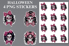 4 Halloween Skull Stickers Png | Printable Product Image 1