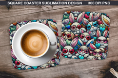 Bunny Coaster Sublimation, Christmas Coaster PNG Design Product Image 1