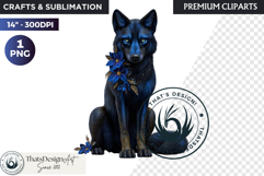 Floral Wolf Fantasy clipart, Botanical Wildlife Graphics PNG Product Image 1