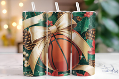 Merry Basketball Tumbler Wrap | Christmas Wrap Product Image 1