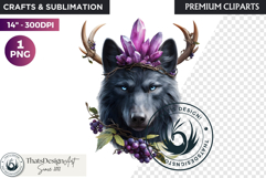 Watercolor Mystic Wolf Fantasy Clipart animal PNG Graphics Product Image 1