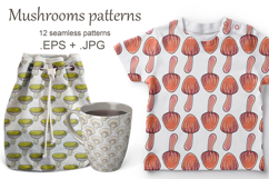 Illustration in hand draw style. Honey mushrooms. Seamless Product Image 1