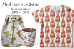 Fairy mushroom. Illustration in hand draw style. Seamless Product Image 1
