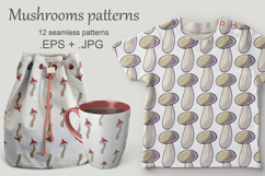 Illustration in hand draw style. Honey mushrooms. Seamless Product Image 1