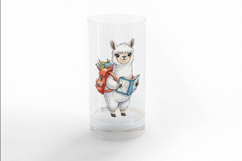 Cute Alpaca with Backpack Reading a Book Watercolor PNG Product Image 3