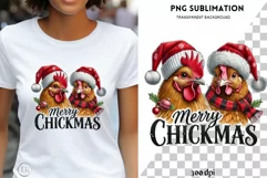 Merry Chickmas PNG, Cute Chicken Christmas Sublimation Product Image 1