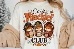 Cozy Mischief Club PNG Sublimation Design - Cute Autumn Fox Product Image 4