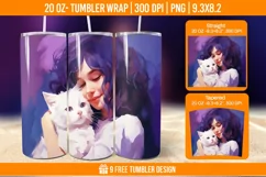 3D Cute Cat Tumbler Wrap Designs, Sublimation Wrap Product Image 1