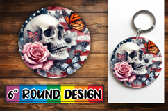 Timeless Round Ornaments Sublimation PNG, Skull USA Product Image 1