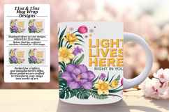 Inspiring 15oz Mug Wrap Png Template , Flower Quote Product Image 1